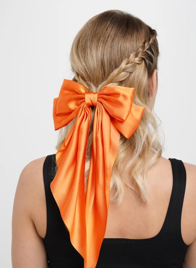 Ayesha Orange Hair Bows for Women,Big Satin Hair Bows Clips Orange Hair Accessories for Thanksgiving Women Girls - Image 2
